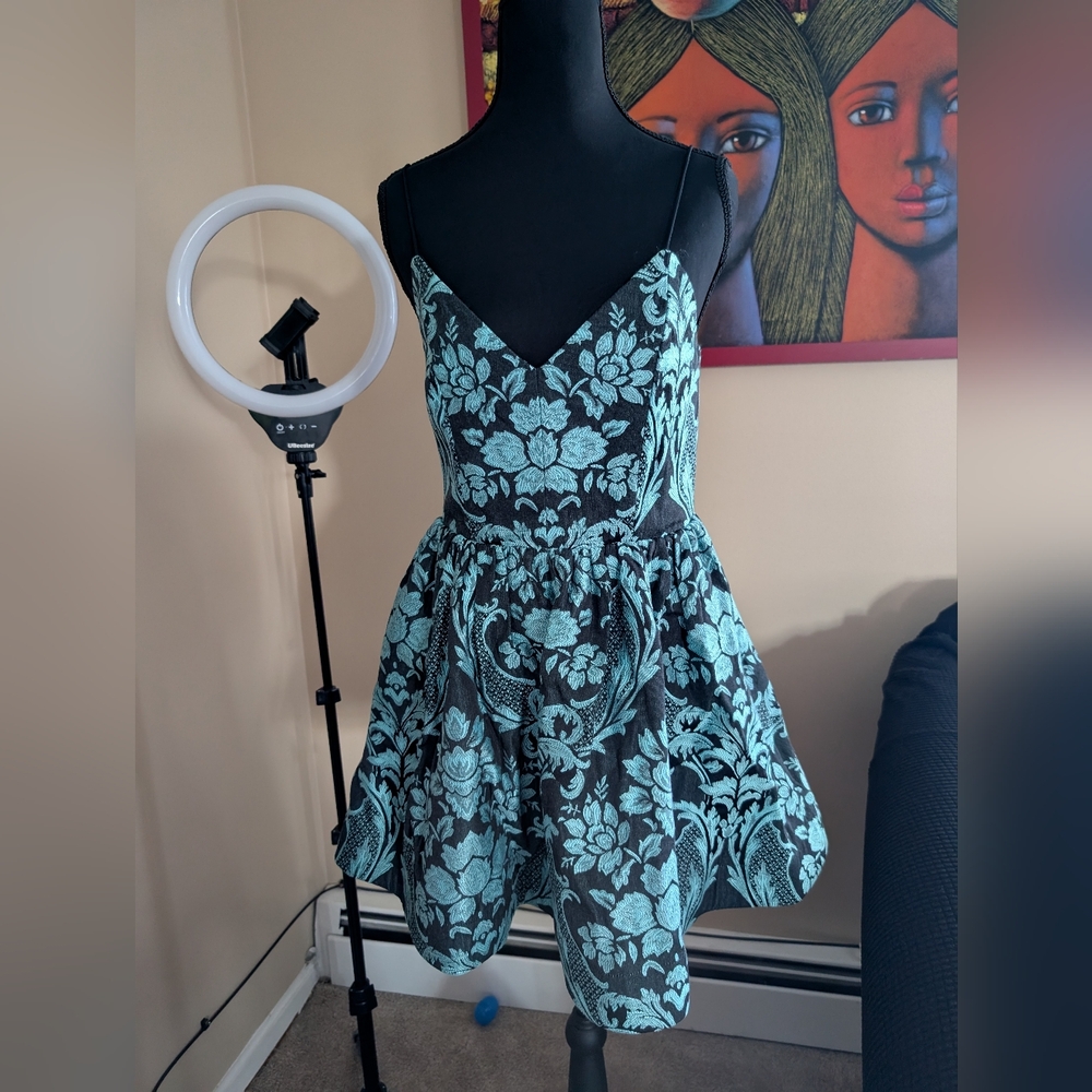Alice + Olivia Black and Blue Floral Dress